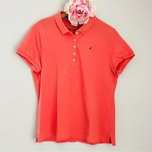 Nautica Women's Coral Polo Shirt Slim Fit XL Extra Large